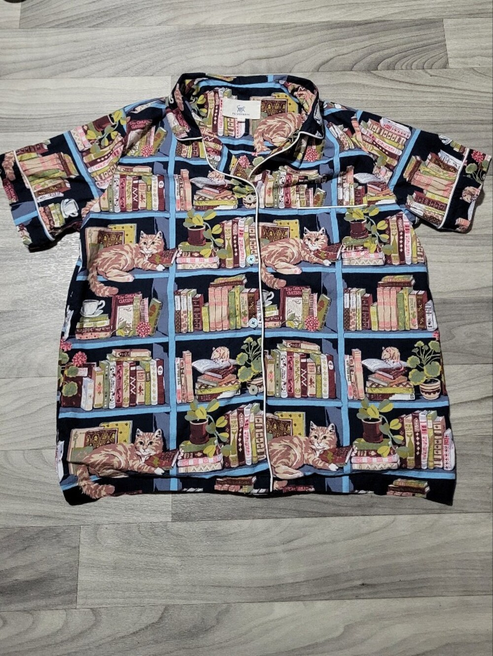 Print Fresh Hidden Library Cat Pajama Set - Picture 3 of 7